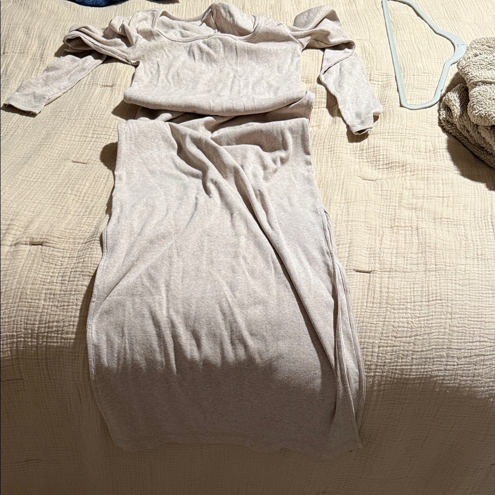 Old Navy Beige Long Sleeve Dress